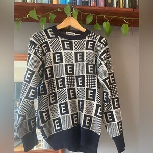 Iceberg Blue & White Geometric Logo Crewneck Sweater